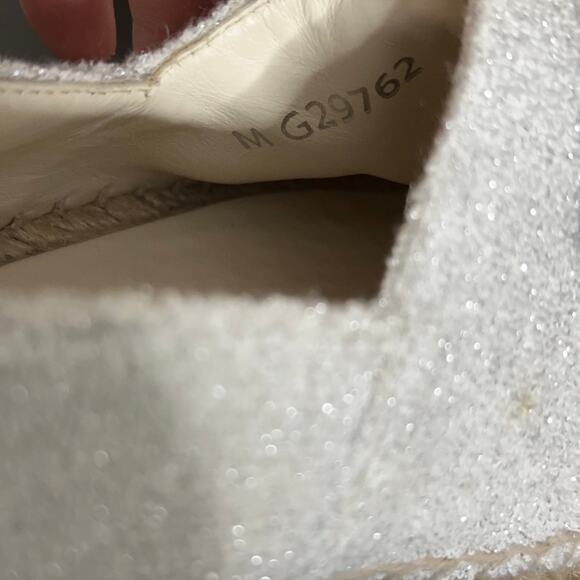 CHANEL Classic Espadrilles Terry Cloth Silver Black Shimmer Sz 40 - Picture 9 of 13